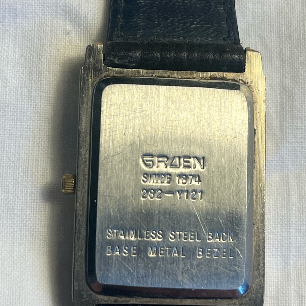 Gruen Rectangular Quartz Watch in Blue and Gold - Picture 2 of 5